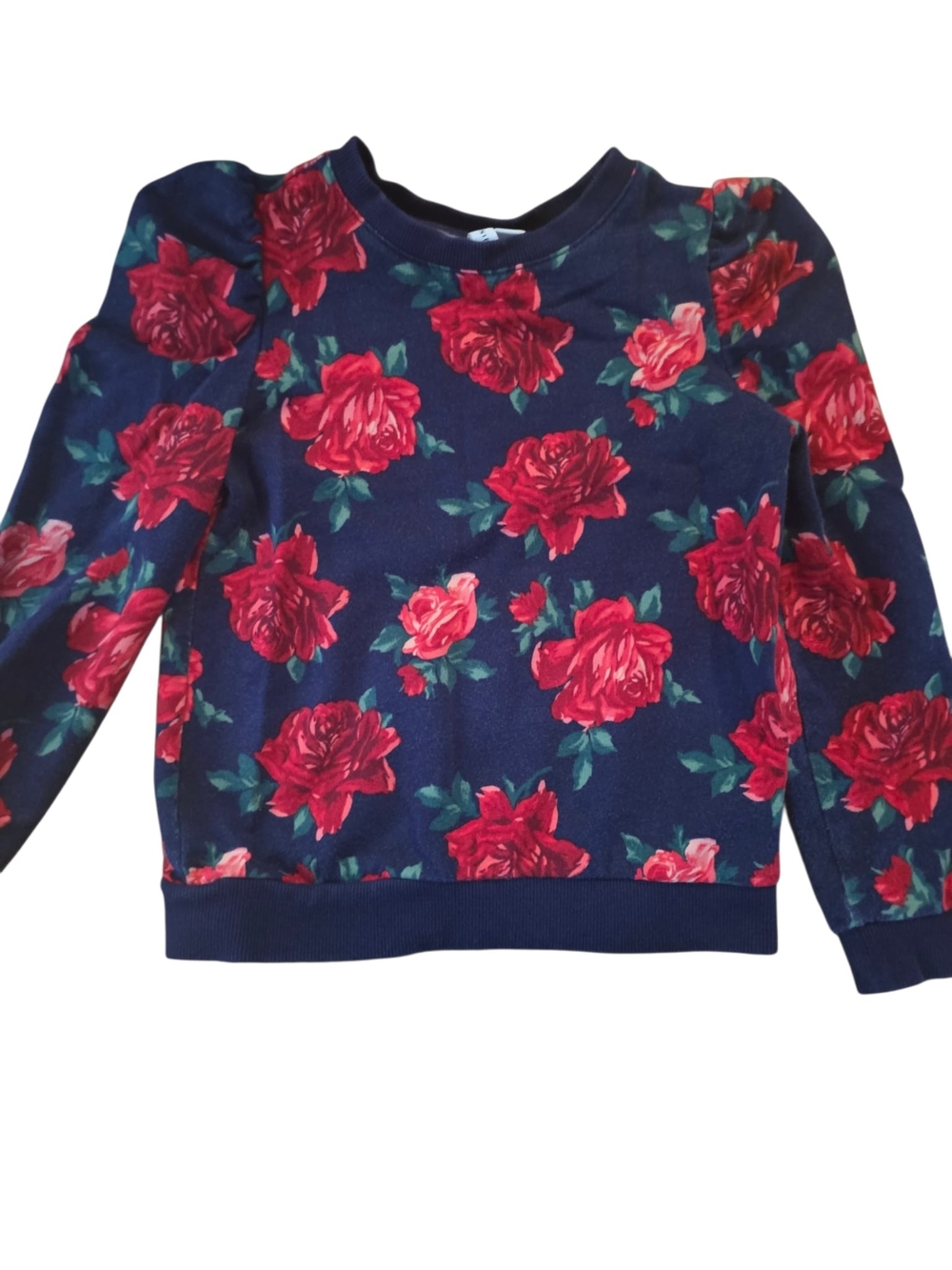 Janie and Jack Navy Sweatshirt & Floral Leggings Set - Picture 2 of 3